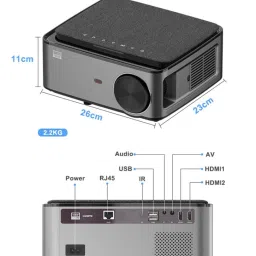 PLAY MP4 Latest Android 9.0 Advance Technology 4k 3D Full HD LED Smart Projector (6800 lm / Wireless / Remote Controller) Portable Projector image 3