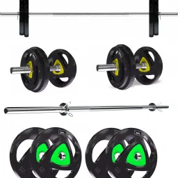 20 kg Professional Metal Integrated Rubber Plates(5KG*4Plates) with PureMetal Dumbbell Rods 25MM and 5FT Straight Rod 25MM Home Gym Combo-image-16