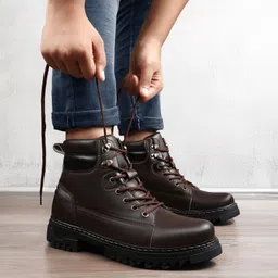 zixer Mens Trekking Hiking Stylish Long Boots For Men High Ankle Boots For Biker Oxford For Men-picture-8