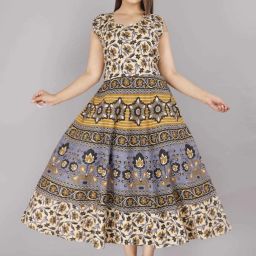 Printed Pure Cotton Stitched Flared/A-line Gown-image-50