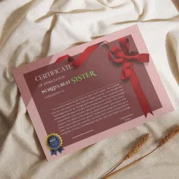 A4 Size 8.3x11.7inches World Best Elder Younger Sister Certificate Award Greeting Card-image-52