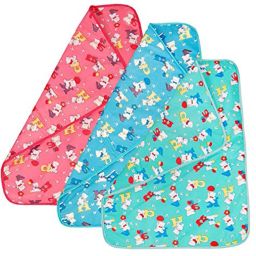 New Born Baby Bed Protector Waterproof Multipurpose Baby Massage Sheet Changing Mat Plastic Sheets Baby Changer Sheet Cotton Foam Cushioned Sleeping Mat & Changing Mat Unisex, (59cmX45cm, Multicolor) Pack Of 3-12