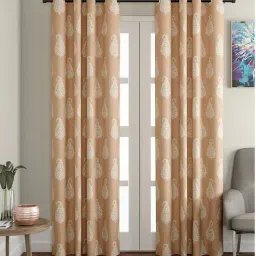 Beige Traditional Cotton 7 Ft Light Filtering Eyelet Door Curtain by Soumya-picture-9