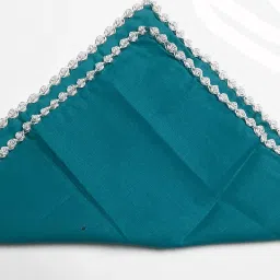 My Little Princess Crochet Bordered Handkerchief ["Thin white border on Peacock Blue Handkerchief"] Handkerchief-image-84