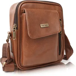 Tan Men & Women Sling Bag Leather casual sling crossbody bag-image-5