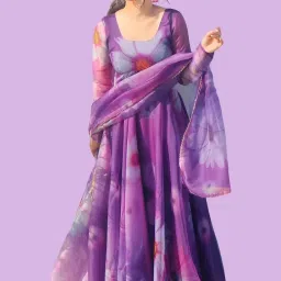 Floral Print, Printed Georgette Stitched Anarkali Gown-image-20