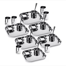 Pack of 30 Stainless Steel Square Stainless Steel Heavy Gauge Mirror Finish Dinner set, Pack of 30 pieces Dinner Set-30