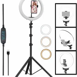Setster Selfie Ring Light, LED Light Ring with Stand, Circle Light for Makeup/Live Stream, Desktop Camera LED Ringlight with Tripod and Phone Holder Ring Lights for Photography/YouTube/Video Recording/Vlogs Tripod-image-65