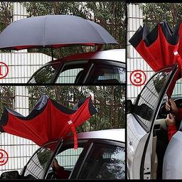 hkv Reverse Umbrella with C-Shaped Handle and UV Protection Inverted Reversible No Drip Umbrella (Multicolor) image 4