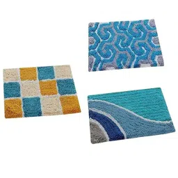 aazeem Multicolour Abstract Cotton 24x16 Inches AntiSkid Door Mats (3Pcs)-picture-41