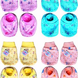 Baby Mittens and Booties Set, Pack Of 4, 0 to 6 Month, Hosiery Fabric-11