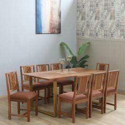 woodsworth from pepperfry Vivant Acacia Wood 8 Seater Dining Set In Scratch Resistant Natural Finish-picture-2