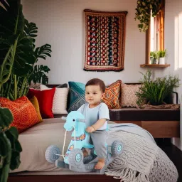Boy's and Girl's 2 in 1 Baby Horse Rider/Rocker for Kids 1-3 Years Birthday Gift Push & Ride Baby Horse with Wheels Tricycle-image-91