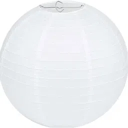 10 Pc RoundPaper Hanging Lantern (25 cm X 25 cm, Pack of 10) White Paper Hanging Lantern-image-43