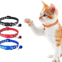 3 Pcs Paw Print Cat Collar with Bell for Indoor & Outdoor Use, Solid & Safe Bell Cat Collar Charm-picture-48