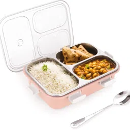 3 Compartment Stainless Steel Lunch Box with Steel Cutlery Inside 1 Containers Lunch Box-image-56