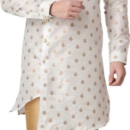 Royal Kurta GANESHPRINT-INDOWESTERN-KURTA-WHITE Printed Sherwani-image-81