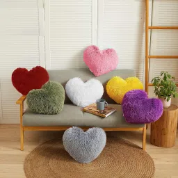 Multicolor Small Heart Shape Cushion/Pillow (7 Colors) Microfibre Solid Lumbar Pillow Pack of 7-picture-1