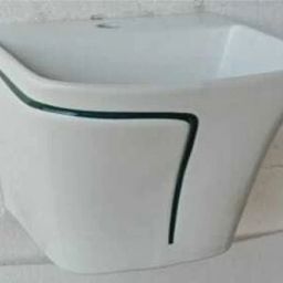 HB :06 Premium Quality Designer Ceramic Shining White Semi Pedistal Wash Basin With Green Finishing Line Wall Hung Basin-image-35
