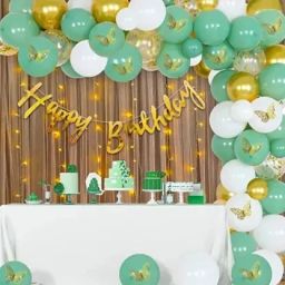 Girl 1st First Happy Birthday Decoration kit items 78 Pc Net Curtain & Led Light-image-65
