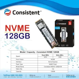 Consistent Store 128GB NVMe PCIe M.2 SSD 2280, 3D NAND with SLC Cache NVMe Internal Optical Drive image 2