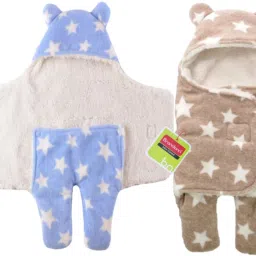 All season Use- Supersoft , Double Layered Premium Quality , Baby Wrapper Cum Baby carrier Bag Cum baby Blanket Pack Of 2 Sleeping Bag-image-63