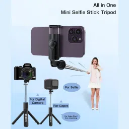 DEKOQ Selfie Stick Tripod, Extendable 3 in 1 Stainless Steel Bluetooth Selfie Stick with Wireless Remote, Selfie Stick for Mobile Phone/GoPro/Camera, Portable Bluetooth Selfie Stick with Wireless Remote Access and Extendable Tripod Stand for Mobile Bluetooth Selfie Stick| Bluetooth Selfie Stick| Bluetooth Extendable Selfie Stick with Wireless Remote for Making TikTok, Vlog Videos And Tripod Stand Selfie Stick For Mobile And All Smart Phones Tripod Bluetooth Selfie Stick Bluetooth Selfie Stick image 5