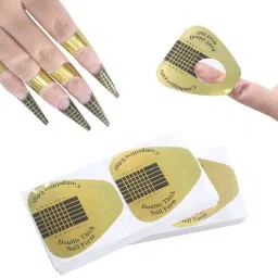 Nail Art Extension Tip Acrylic Nail/UV GEL Form Guide Sticker - Golden (Golden)-image-51