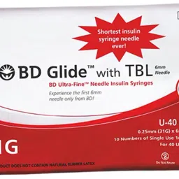 BD Glide Ultra fine U-40 1ml Insulin Syringe with 31G 6mm needle.( Pack of 30 ) Medical Needle-14