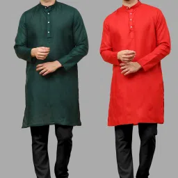 Men Cotton Blend Kurta Pyjama Set-image-4