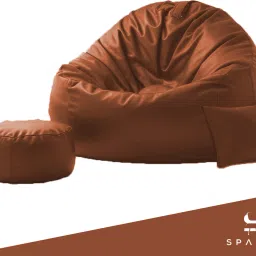 spacex XXXL Bean Bag with Footstool & Cushion All Filled with Beans Ready to Use Teardrop Bean BagWith Bean Filling image 3