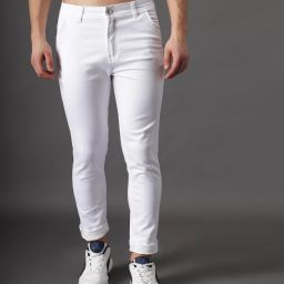 Men Slim Mid Rise White Jeans-image-44