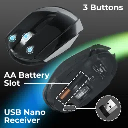 ZEBRONICS ZEB-CLEAR Wireless mouse with Nano receiver,3 Buttons, (DARK GREY) Wireless Optical Mouse image 4