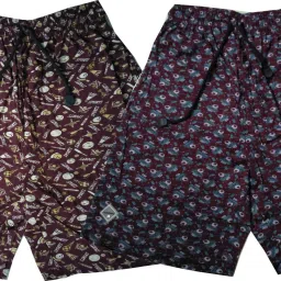 Pack of 2 Printed Men Maroon Bermuda Shorts-image-2