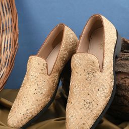 House Of Pataudi Men Beige Faux Leather Casual Slip On Mojaris Mojaris For Men-image-11