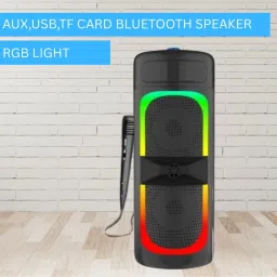 GUGGU Bluetooth (PORTABLE WIRELESS PARTY SPEAKER) With Karaoke Mic and RGB LightsQ363 40 W Bluetooth Tower Speaker-picture-15