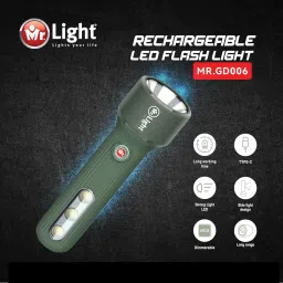 mr.light Rechargeable LED Flashlight|Headlamp&Sidelamp Modes|Brightness Adjustment|Type-C Torch image 5