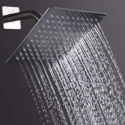 AMJ 8X8 (8") StainlessSteel UltraSlim Square Rain Shower Head with 18inch Round arm Shower Set-image-12