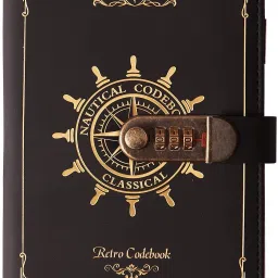 Vintage PU Leather Diary with Combination Lock(Nautical Pattern), A5 Secret A5 Diary Ruled 200 Pages-17
