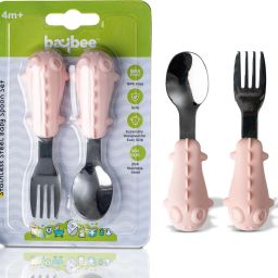 Stainless Steel Baby Spoon Set for Baby Feeding, Baby Feeding Spoon & Fork Set - BPA free silicone and Steel-41