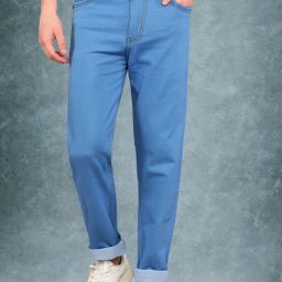 Men Relaxed Fit Mid Rise Light Blue Jeans-image-21
