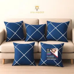 villagers Premium Cushion Set | (16x16 inch) Polyester Fibre Abstract Cushion Pack of 5-picture-28