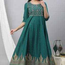Women Fit and Flare Multicolor Ankle Length Dress-image-20