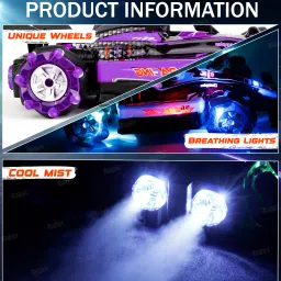 fiddlerz Remote Control Car for Kids with Double Mist Spray Rechargeable Flashing Lights image 2