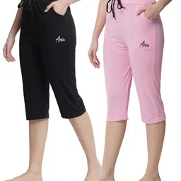 fit n fame Women Black, Pink Capri-picture-49