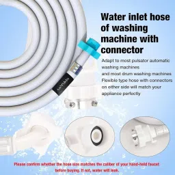 episkey 3 Meter Flexible PVC Washing Machine Inlet Hose Water Pipe Universal Water Inlet With Tap Adaptor Connector for Top & Front Load Fully Automatic (INLET_PIPE_3M) Hose Pipe image 3