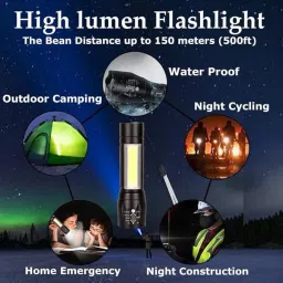 vaxtore 2in1 Torch USB torch light led Powerfull Torch Light Emergency 10W torch light Torch image 5