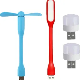 icall Combo pack of 4 (USB Fan, USB Light, Mini USB Bulb)- Emergency Combo use with Power bank, Laptop, Computer USB Fan, Led Light-10