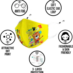 subhusha SUPER SAFETY 3 Layer cartoon print kids mask with Adjustable Ear loops Pack Of 5 DP-10 Digital Print Reusable, Washable Cloth Mask image 2