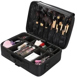 Makeup kit for Girls Makeup Case Cosmetic Bag Brush Organizer and Storage 16.5 inches Travel Make Up Box 3 Layer Large Capacity Vanity with Adjustable Strap Makeup Vanity Box-image-3